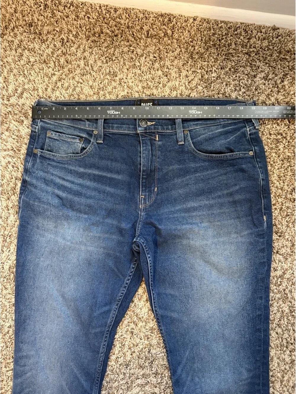 PAIGE Lennox Slim Fit Jeans Men's Size 38x32 Blue Medium Wash Stretch Denim